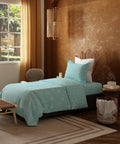 Home Essentials Namaste Bharat Single Bedsheet Set, Kolam Street Blue| 144 TC Cotton| 1 Pillow Cover