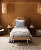 Home Essentials Namaste Bharat Single Bedsheet Set, Shor Gul Grey| 144 TC Cotton| 1 Pillow Cover