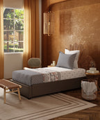 Home Essentials Namaste Bharat Single Bedsheet Set, Shor Gul Grey| 144 TC Cotton| 1 Pillow Cover