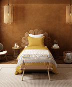 Home Essentials Namaste Bharat Single Bedsheet Set, Shor Gul Yellow| 144 TC Cotton| 1 Pillow Cover