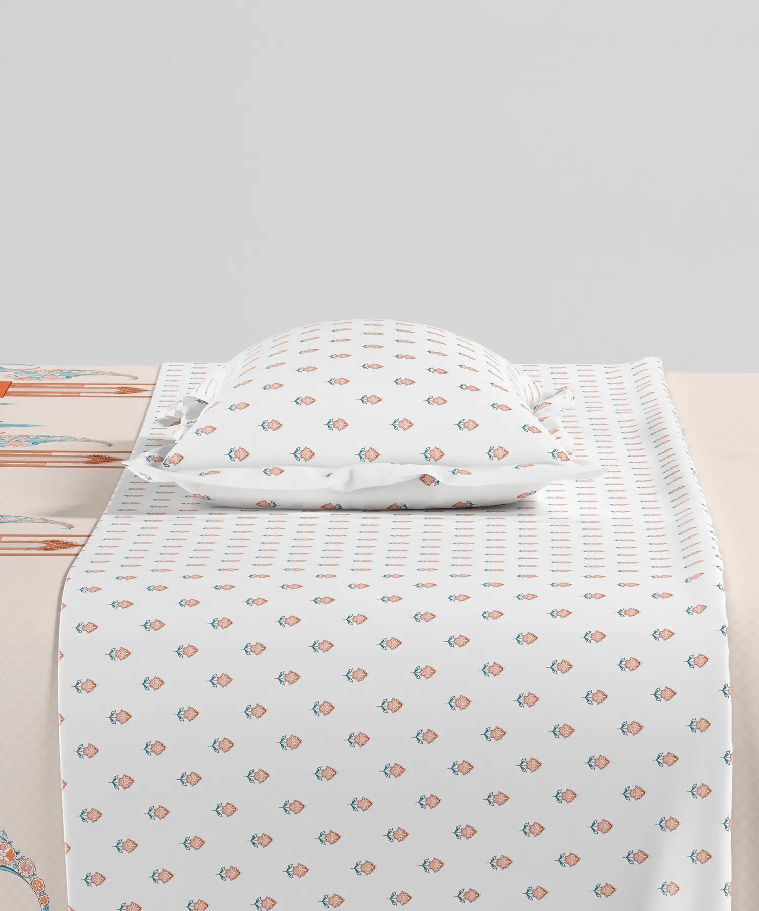 Home Essentials Namaste Bharat Single Bedsheet Set, Vatsalya Orange| 144 TC Cotton| 1 Pillow Cover
